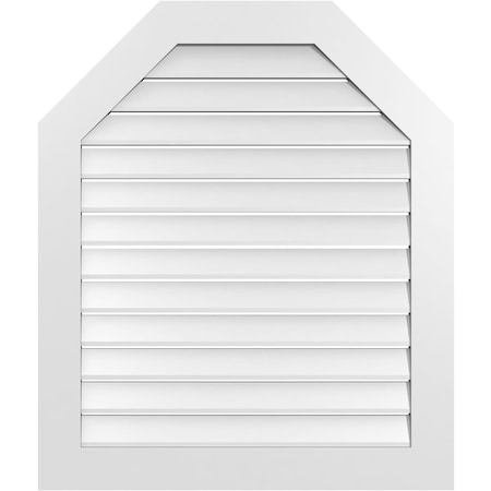 Ekena Millwork Octagonal Top Surface Mount PVC Gable Vent: Functional, w/ 3-1/2"W x 1"P Standard Frame, 34"W x 40"H GVPOT34X4001SF